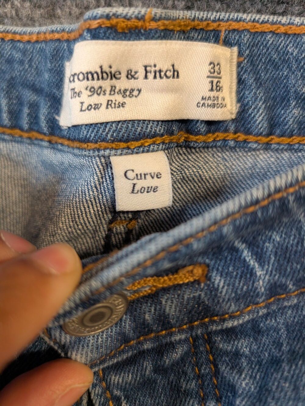 Abercrombie Jeans Women 33 16S 90s Baggy Low Rise Curve Love Distressed - Picture 4 of 15